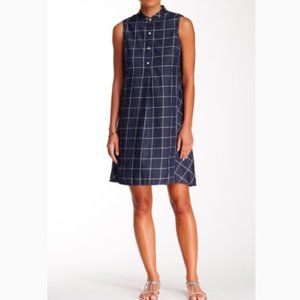 Max Studio Dress Window Pane Denim A Line Blue